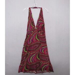 Laundry by Shelli Segal Dress VTG Y2K Compliance Alliance Psychedelic Halter USA